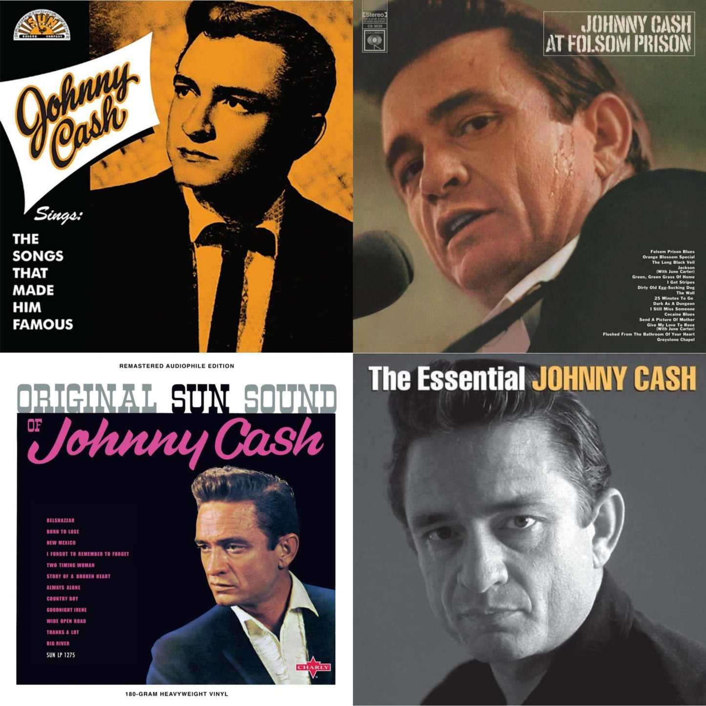 Johnny Cash - Sings The Songs That Made Him Famous (Remastered 2023) (Tangerine LP Vinyl) & At Folsom Prison & Original Sun Sound Of Johnny Cash & Essential Johnny Cash
