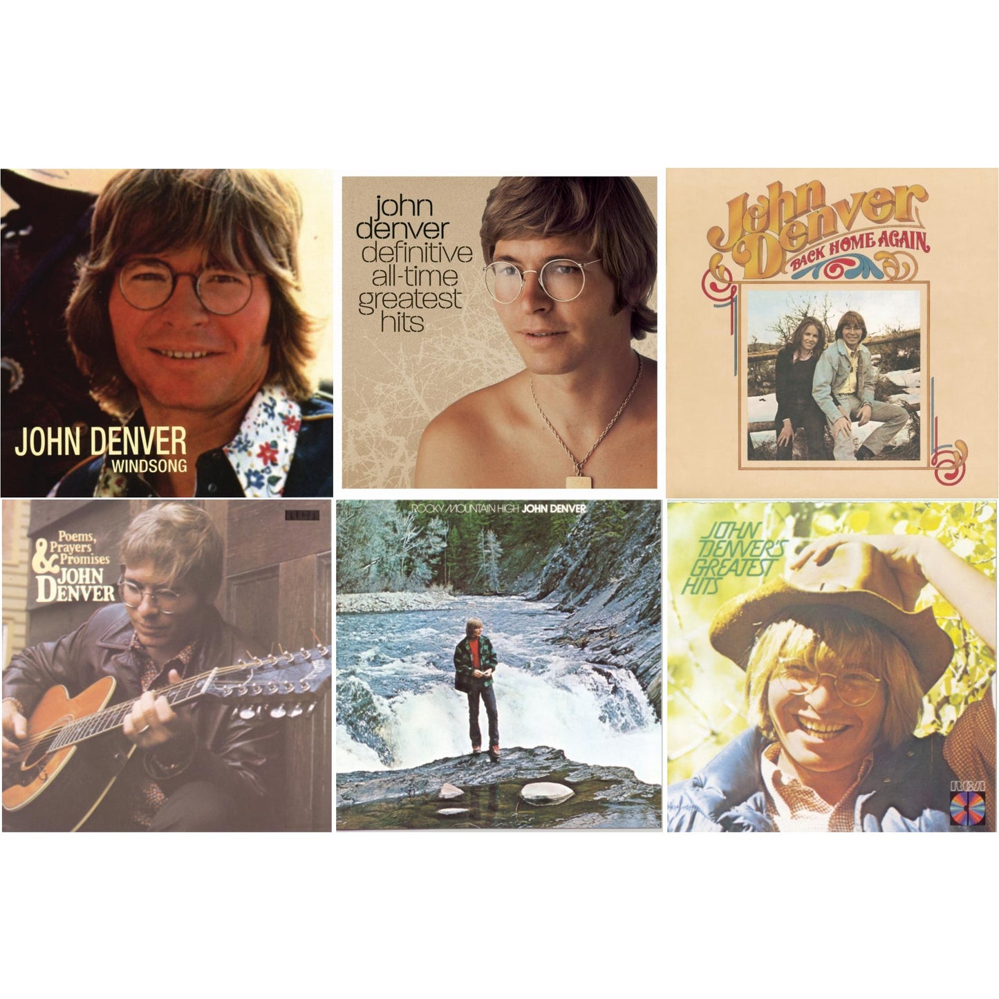 John Denver - Windsong & Definitive All Time Greatest Hits & Back Home Again & Poems Prayers & Promises & Rocky Mountain High & Greatest Hits - CD Bundle