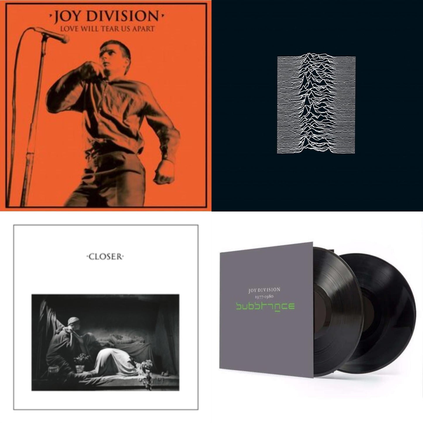 Joy Division - Unknown Pleasures & Closer (180G) & Substance (2LP/180G) & Love Will Tear Us Apart (Orange/Black Splatter LP Vinyl)