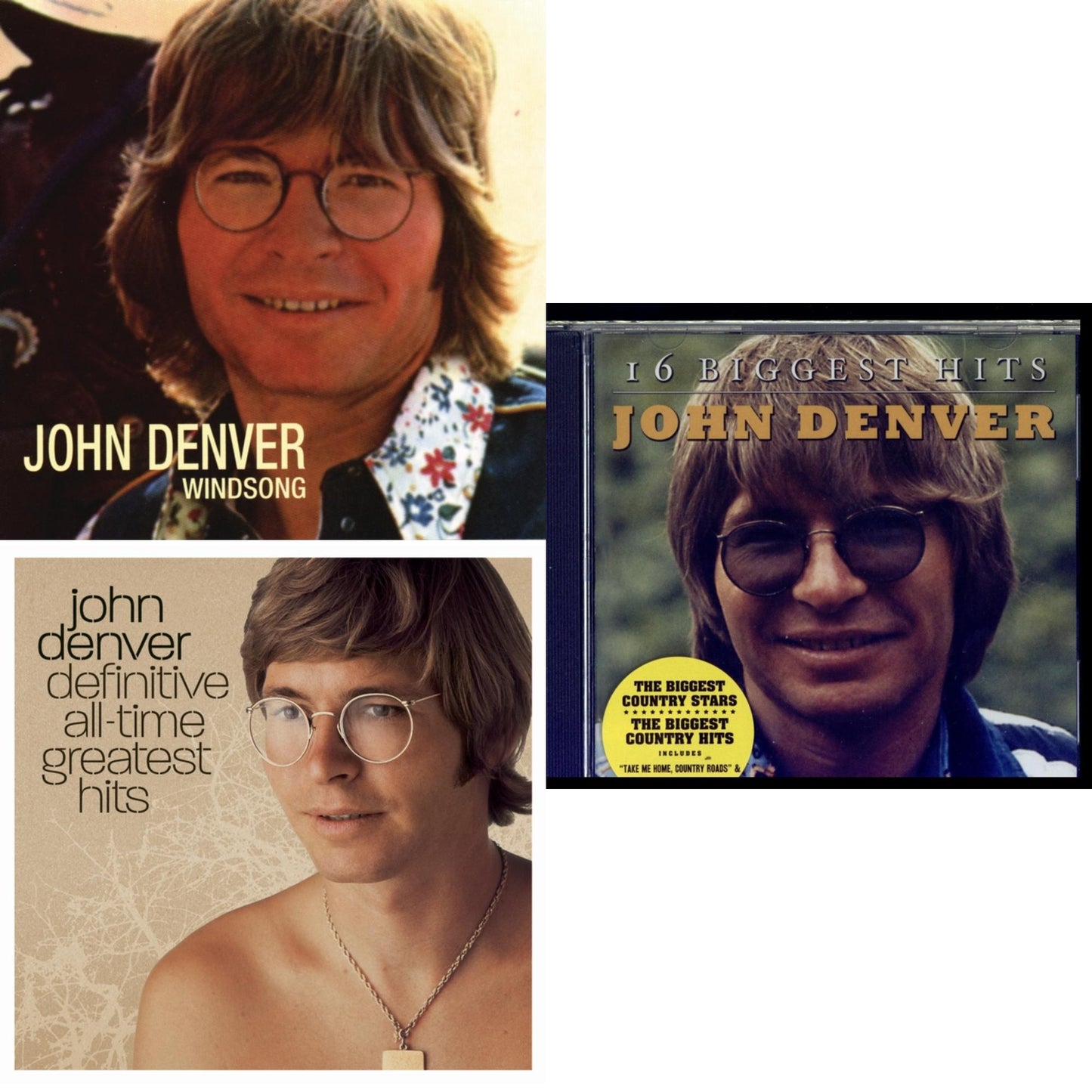 John Denver - Windsong & Definitive All Time Greatest Hits & 16 Biggest Hits - CD Bundle