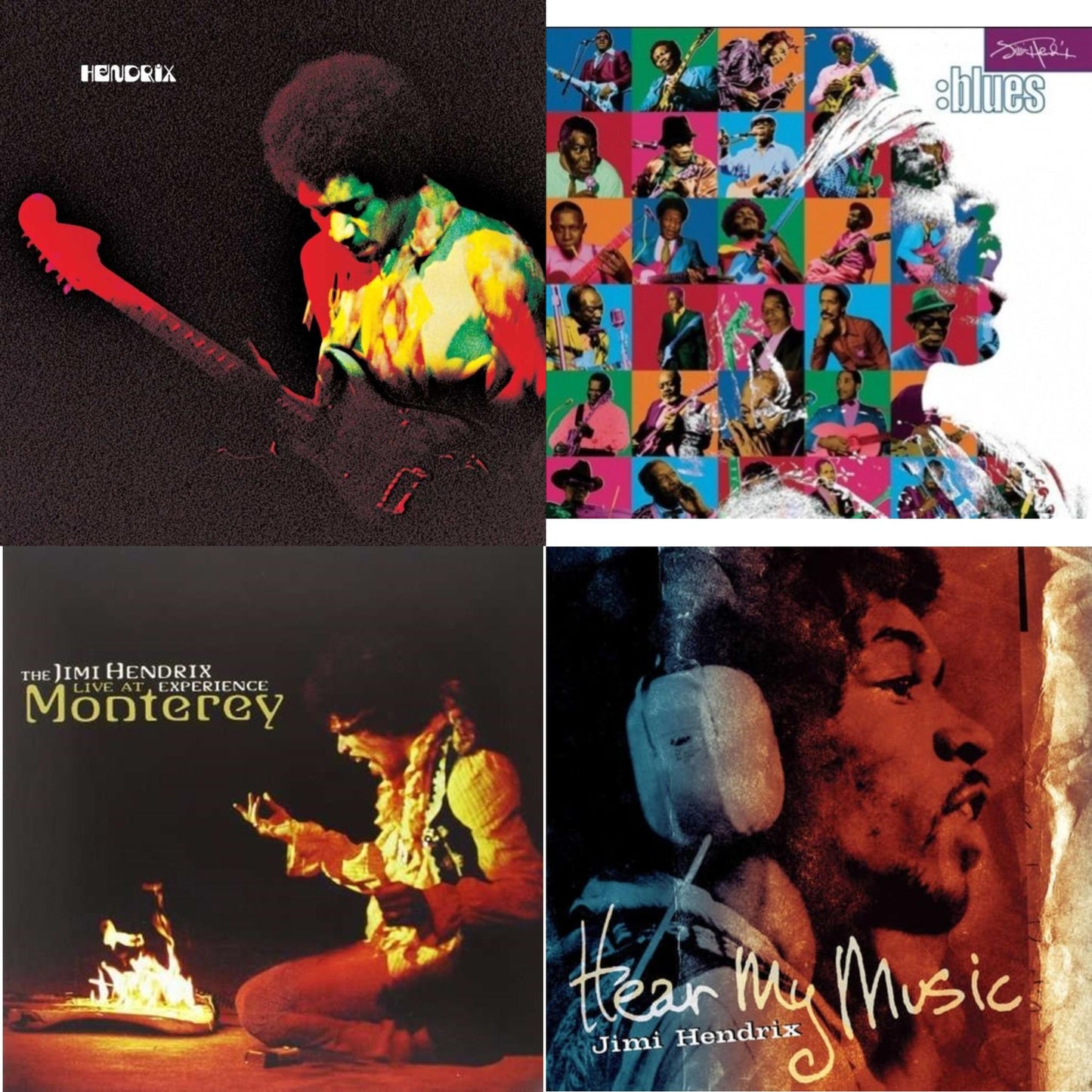 Jimi Hendrix - Band Of Gypsys (180G/50Th Anniversary/Booklet/Images/Essay By John Mcdermott/Poster) & Blues (2LP/180G/Gatefold) & Live At Monterey (180G) & Hear My Music (2LP/Gatefold) (180G)