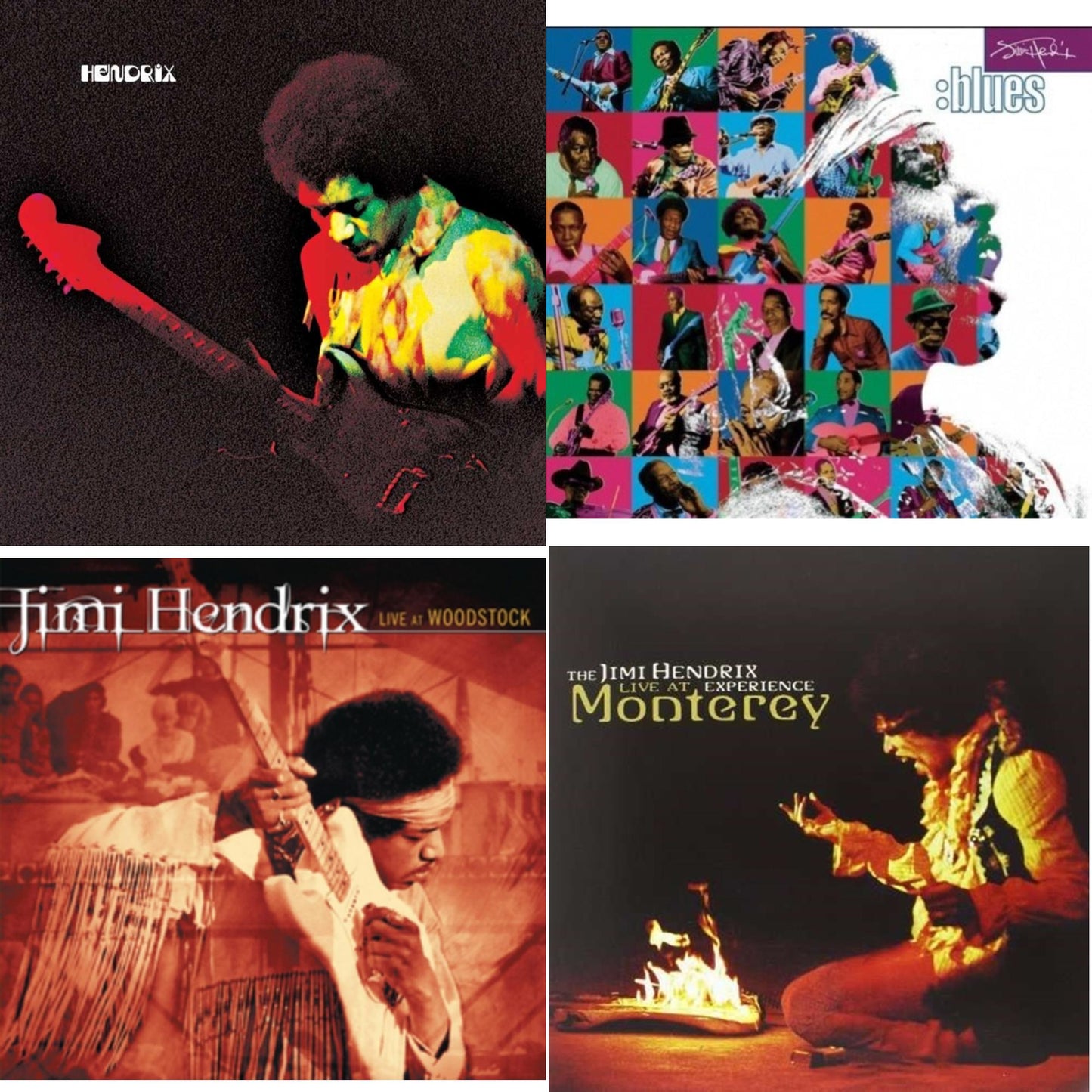 Jimi Hendrix - Band Of Gypsys (180G/50Th Anniversary/Booklet/Images/Essay By John Mcdermott/Poster) & Blues (2LP/180G/Gatefold) & Live At Woodstock & Live At Monterey (180G)