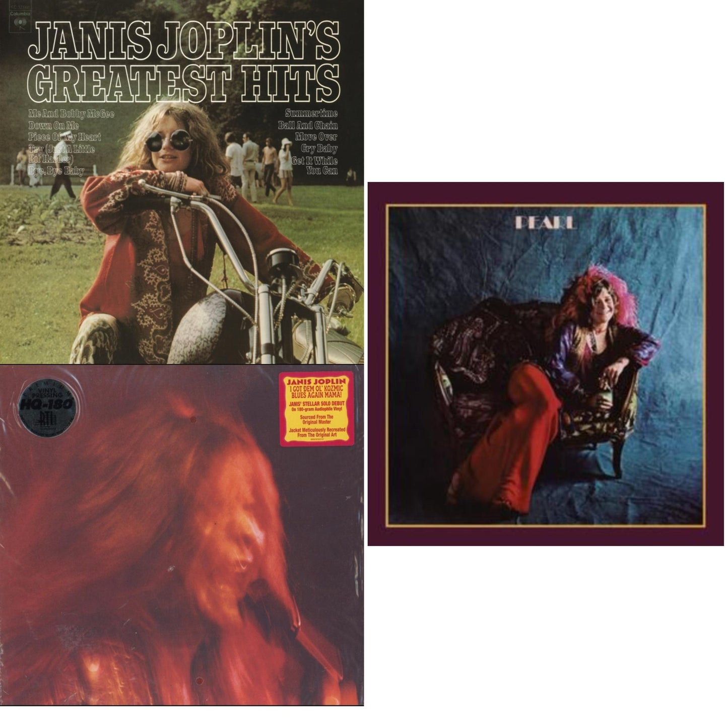 Janis Joplin - Greatest Hits (150G/Dl Card) & I Got Dem Ol' Kozmic Blues Again Mama (Gatefold) & Pearl (180G) - LP Vinyl Bundle