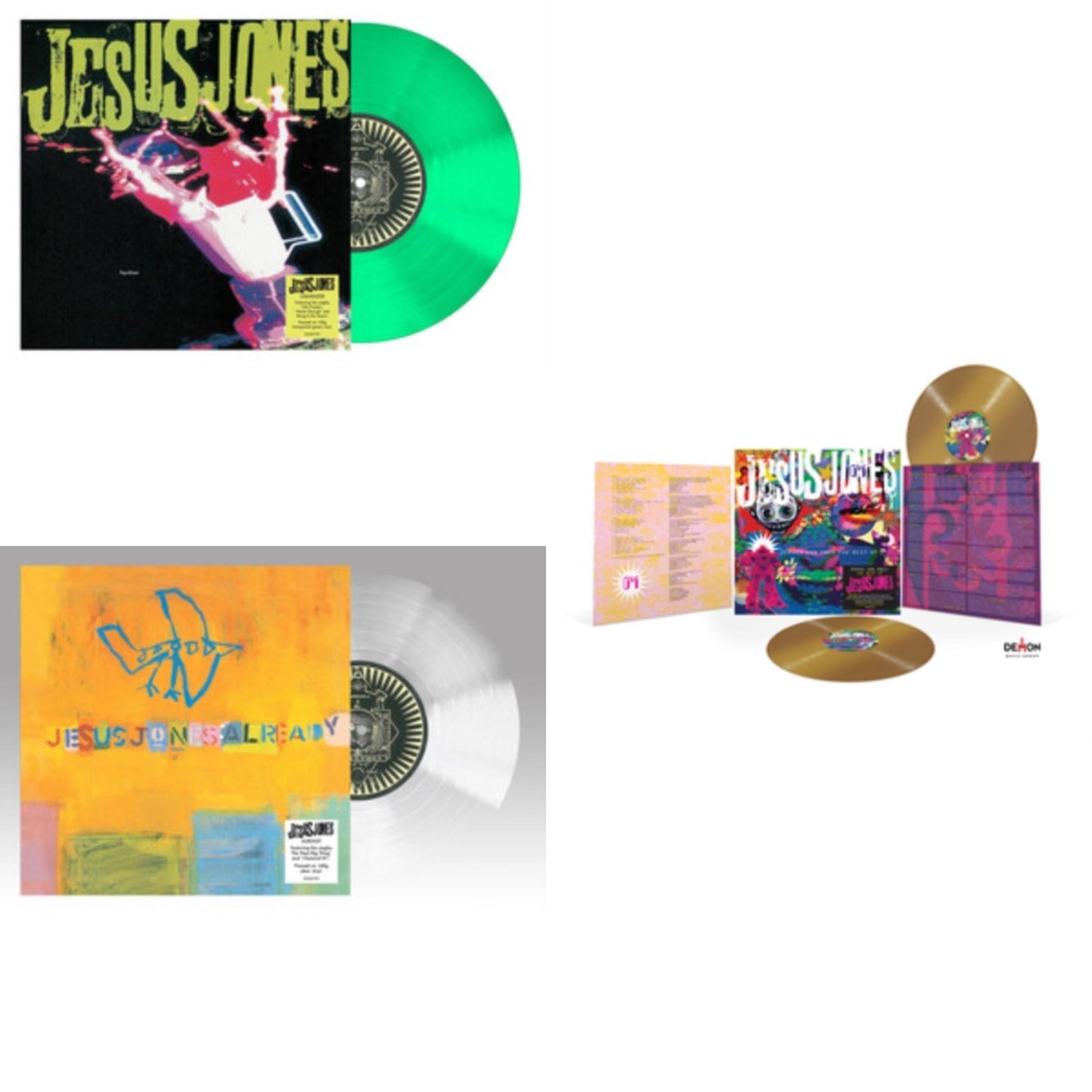 Jesus Jones - Liquidizer (Translucent Green LP Vinyl/140G) & Already (Translucent LP Vinyl/140G) & Zeroes & Ones: Best Of (2LP/Gold Vinyl/140G)