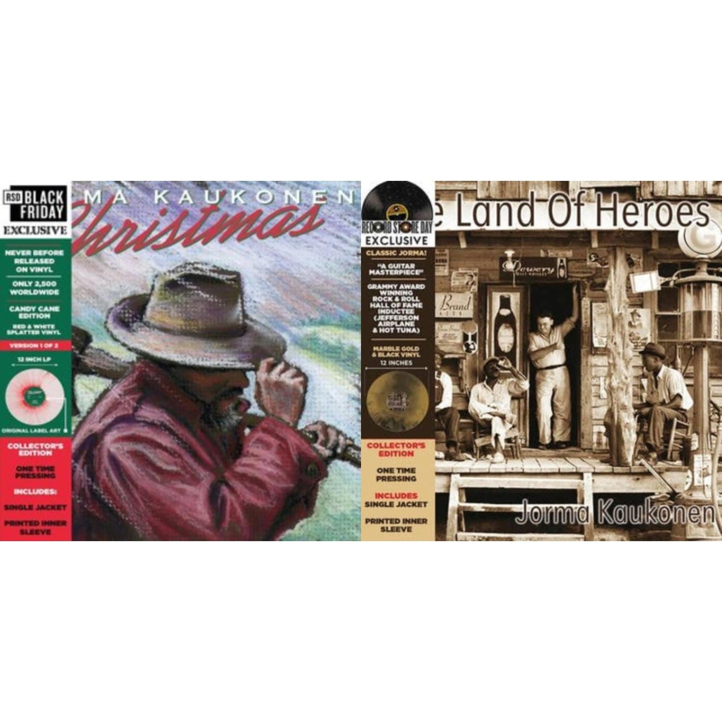 Jorma Kaukonen - Christmas… (Candy Cane Edition) & Land Of Heroes (Deluxe/Hazed Gold & Black LP Vinyl)
