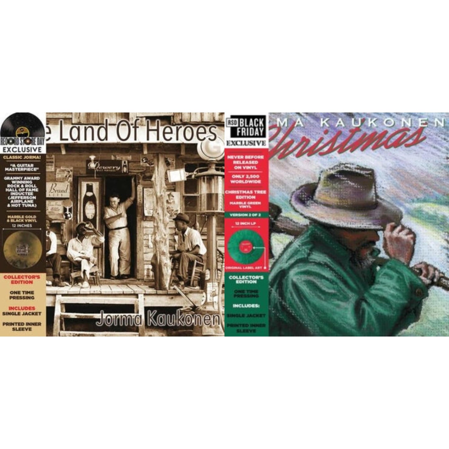 Jorma Kaukonen - Christmas… (Christmas Tree Edition) & Land Of Heroes (Deluxe/Hazed Gold & Black LP Vinyl)
