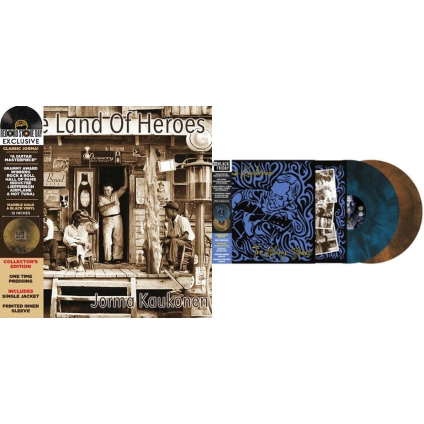 Jorma Kaukonen - Land Of Heroes (Deluxe/Hazed Gold & Black LP Vinyl) & Too Many Years (Deluxe/1-Blue/Black/2-Brown/Black Smoke LP Vinyl) (Rsd)