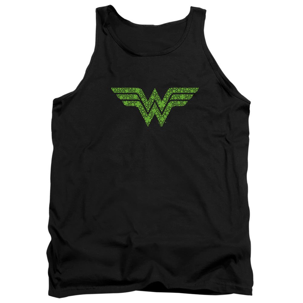 Wonder Woman St. Patrick'S Day Shamrock Logo Mens Tank Top Shirt Black Officially Licensed
