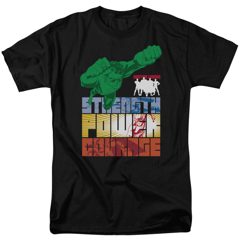 Justice League Of America Heroic Qualities Mens T Shirt Black