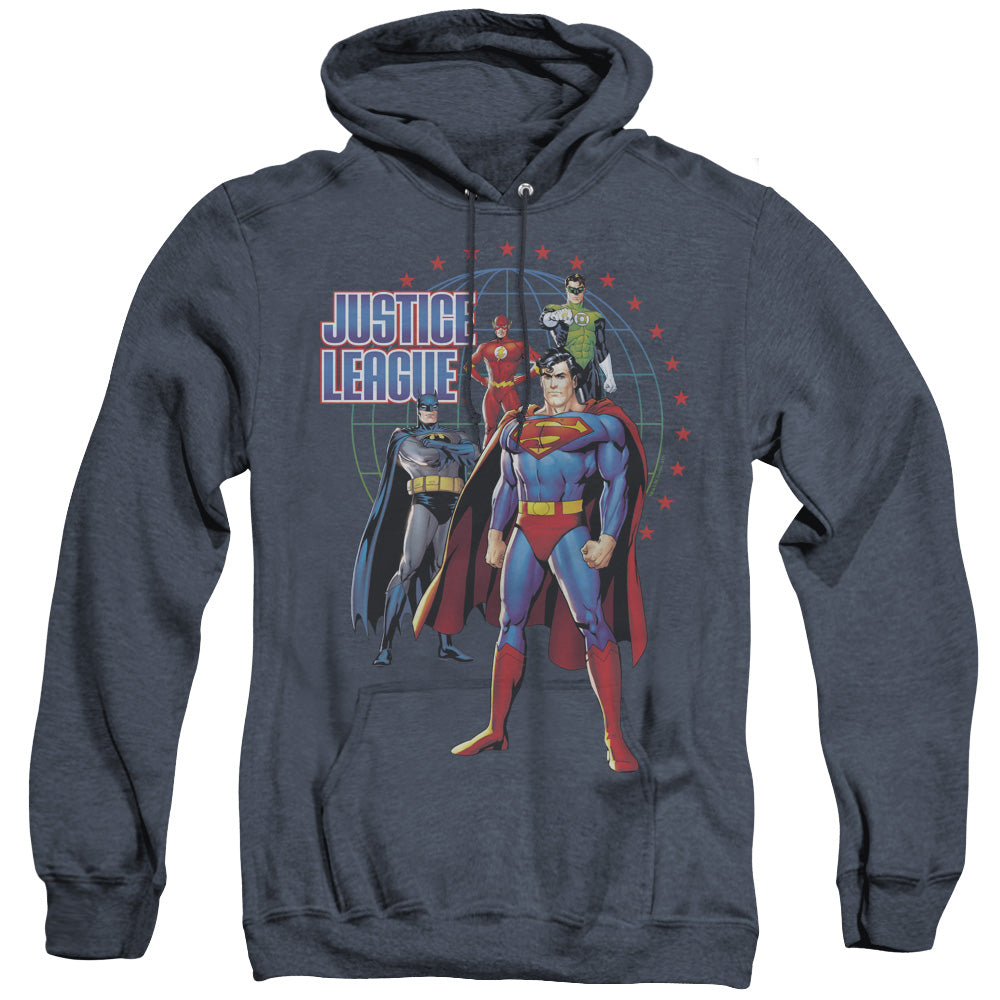 Justice League Of America Protectors Heather Mens Hoodie Navy Officially Licensed