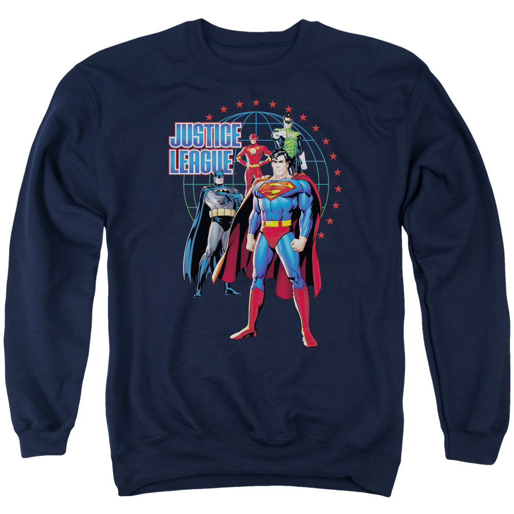 Justice League Of America Protectors Mens Crewneck Sweatshirt Navy Officially Licensed