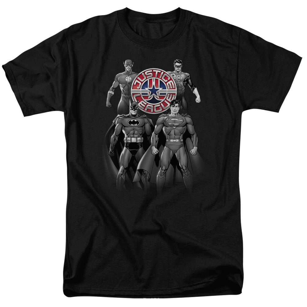 Justice League Of America Shades Of Gray Mens T Shirt Black