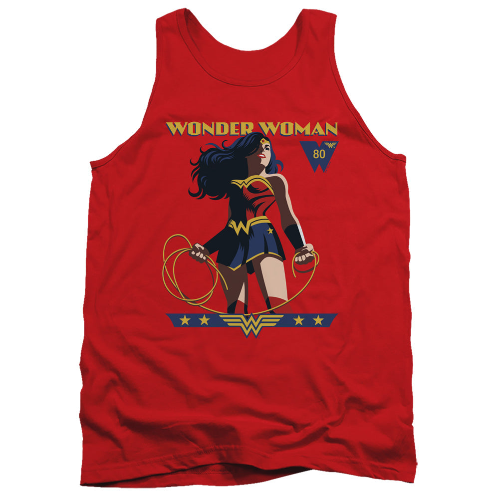 Wonder Woman Ww 80Th Stance Mens Tank Top Shirt Red Officially Licensed
