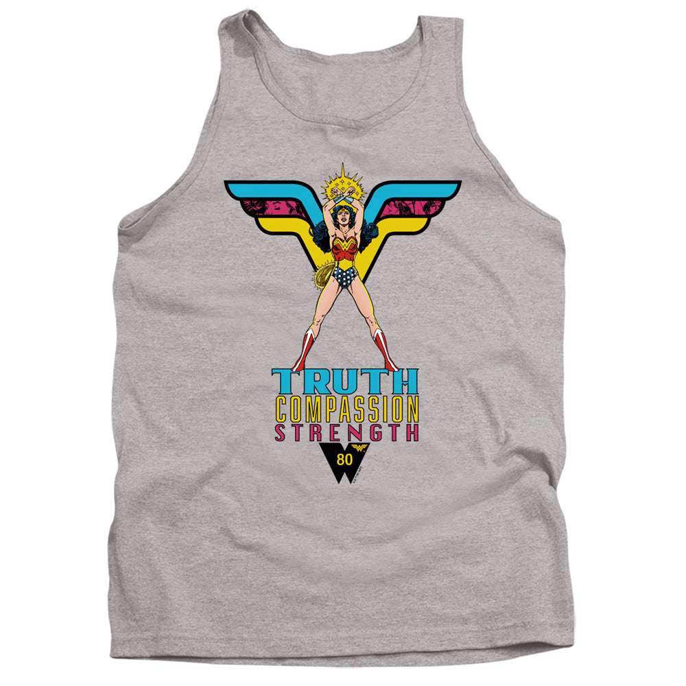 Wonder Woman Truth, Compassion, Strength Mens Tank Top Shirt Athletic Heather Officially Licensed