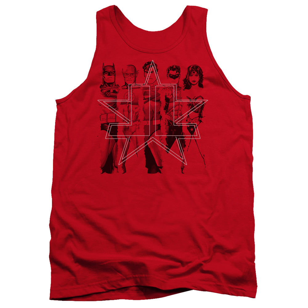 Justice League Five Stars Mens Tank Top Shirt Red Officially Licensed