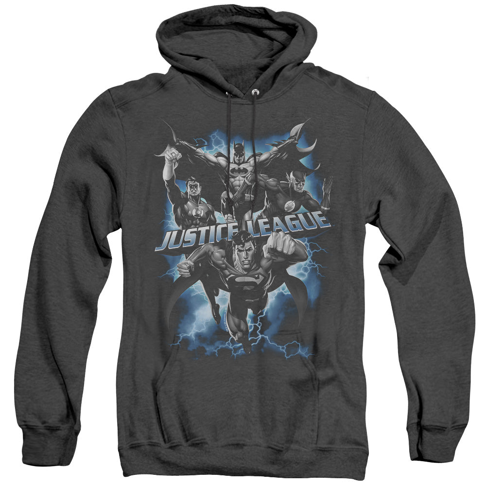 Justice League Of America Justice Storm Heather Mens Hoodie Black Officially Licensed