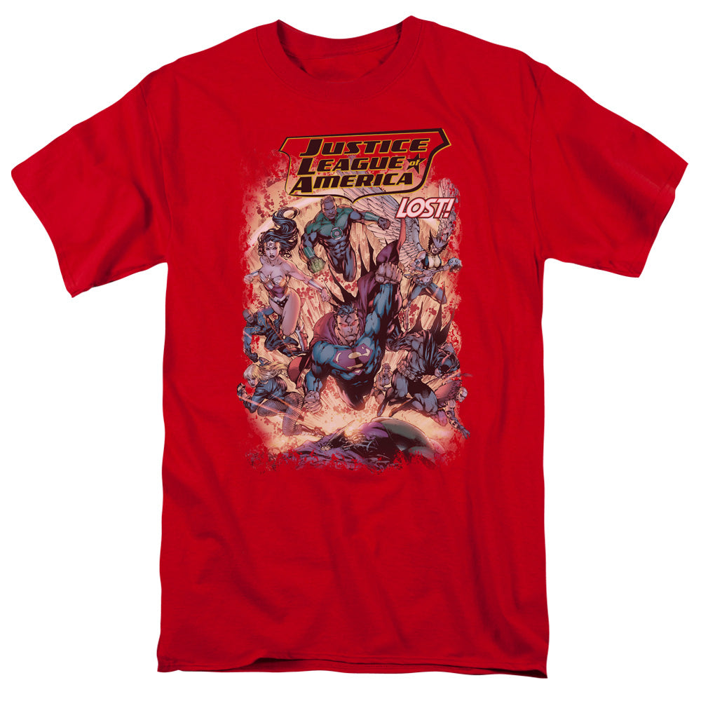 Justice League Of America Lost Mens T Shirt Red