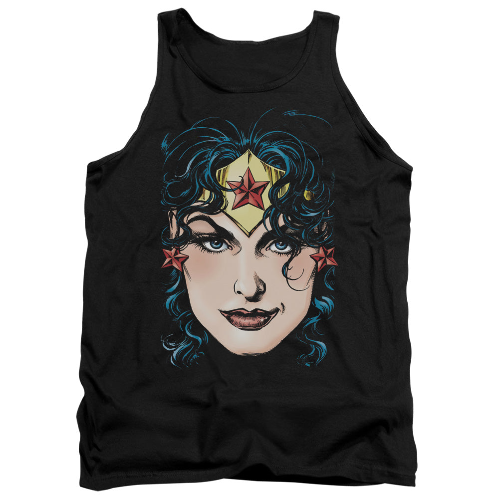 Dco Justice League Wonder Woman Head Mens Tank Top Shirt Black Officially Licensed