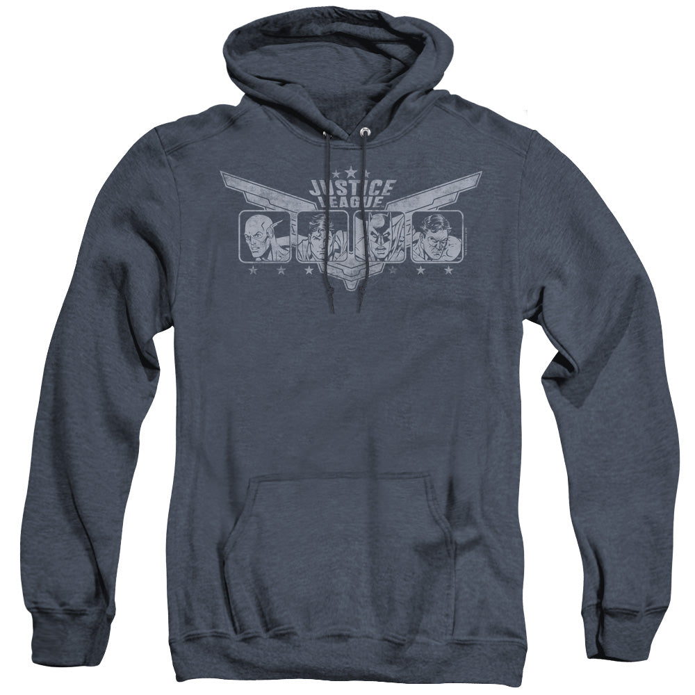 Justice League Of America Justice Wings Heather Mens Hoodie Navy Officially Licensed