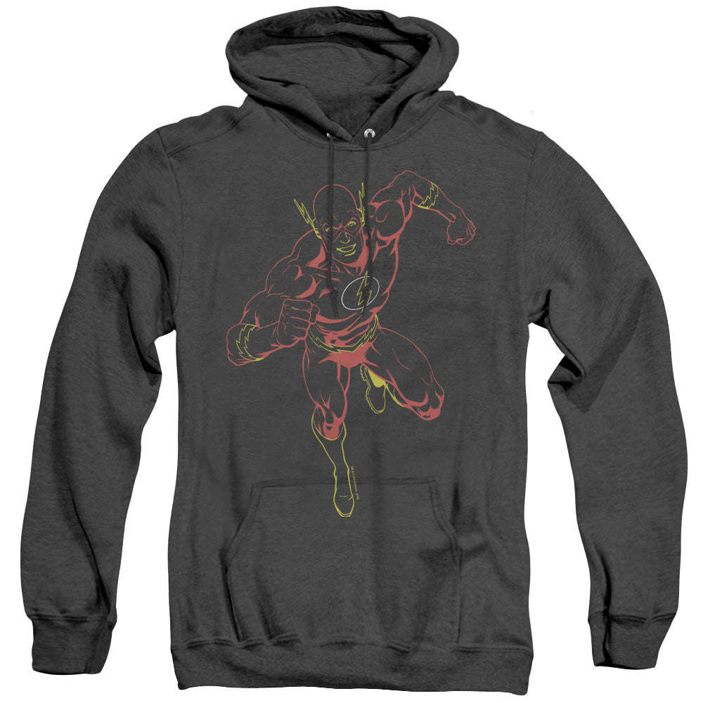 Justice League Of America Neon Flash Heather Mens Hoodie Black Officially Licensed