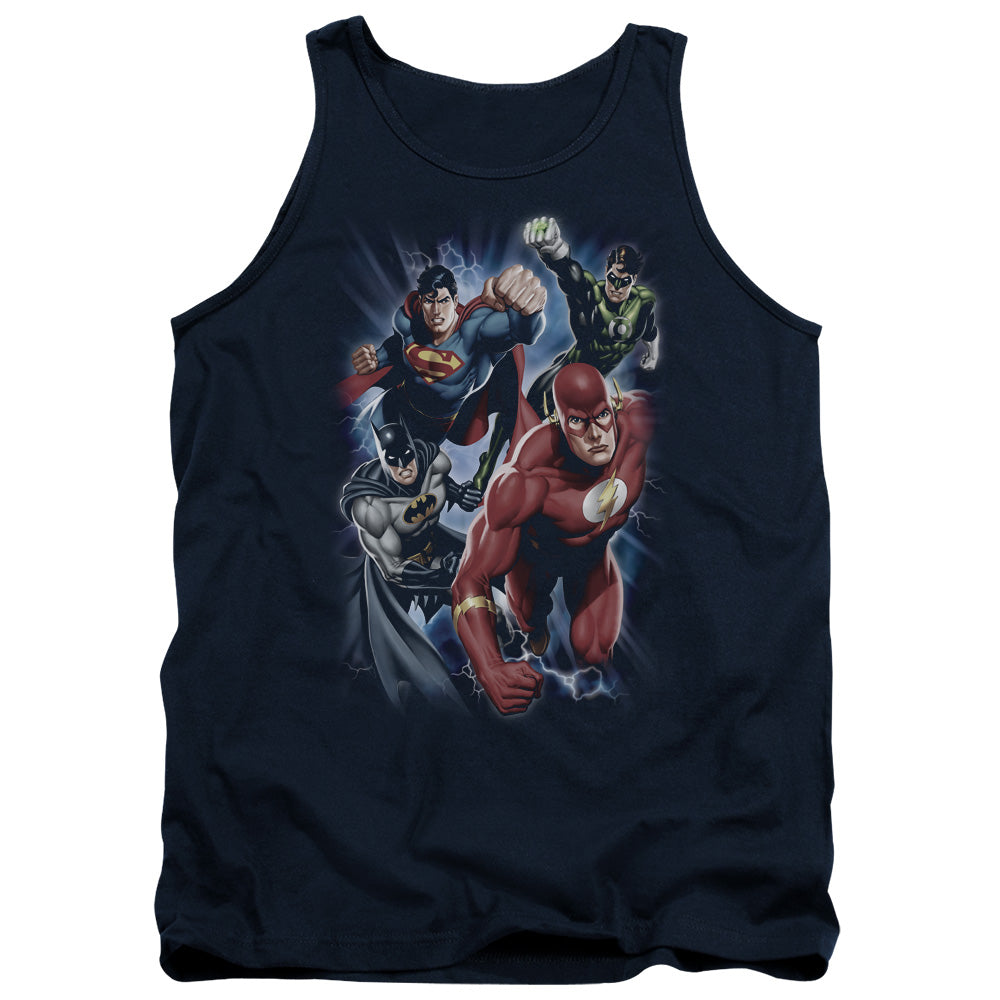 Justice League Storm Chasers Mens Tank Top Shirt Navy Officially Licensed