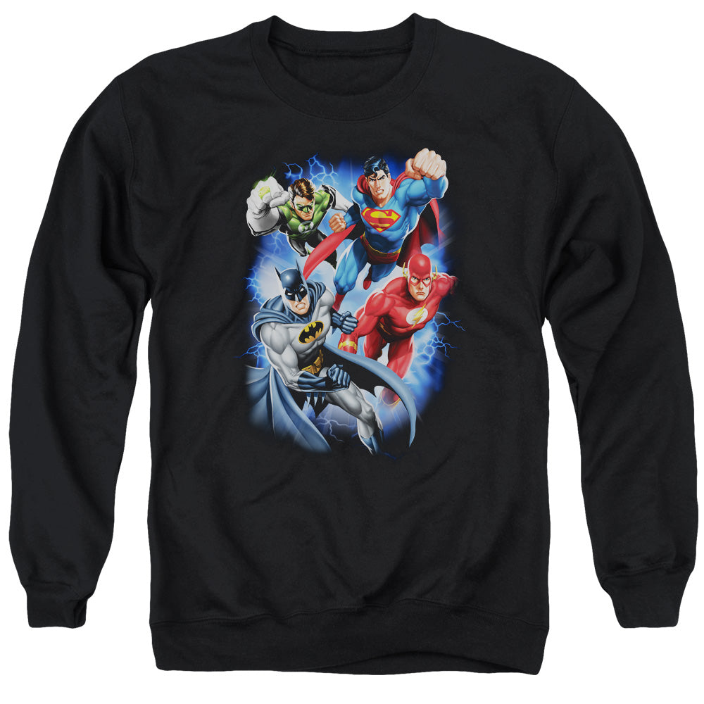 Justice League Of America Storm Makers Mens Crewneck Sweatshirt Black Officially Licensed