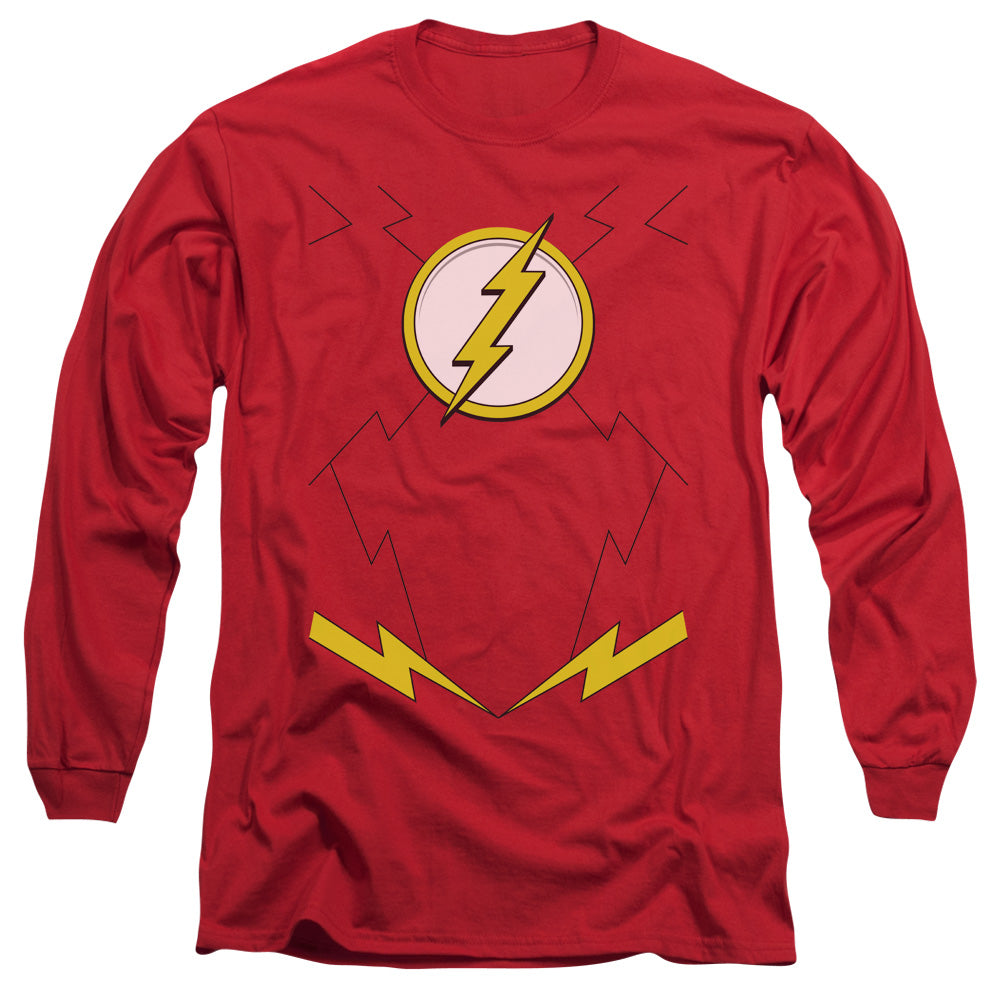 Jla New Flash Uniform Mens Long Sleeve Shirt Red Officially Licensed