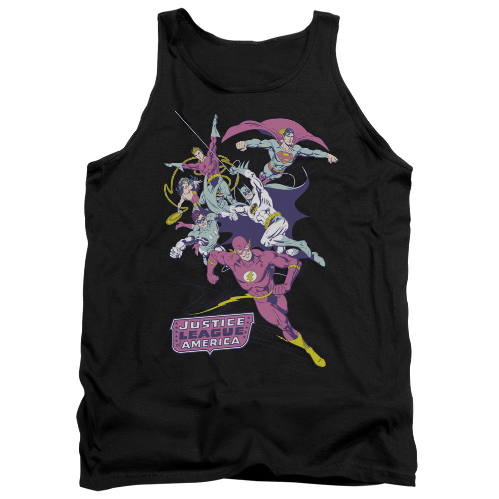 Justice League Colorful League Mens Tank Top Shirt Black Officially Licensed