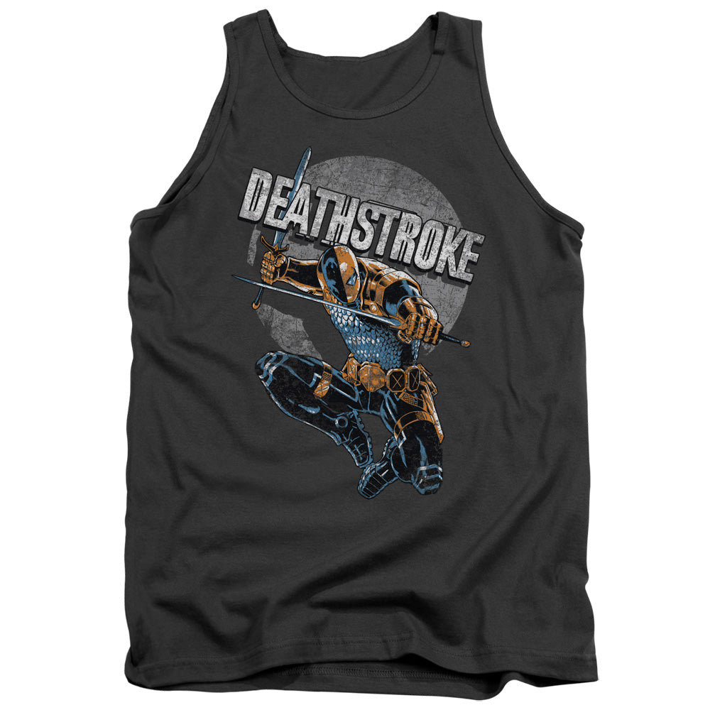 Justice League Deathstroke Retro Mens Tank Top Shirt Charcoal Officially Licensed