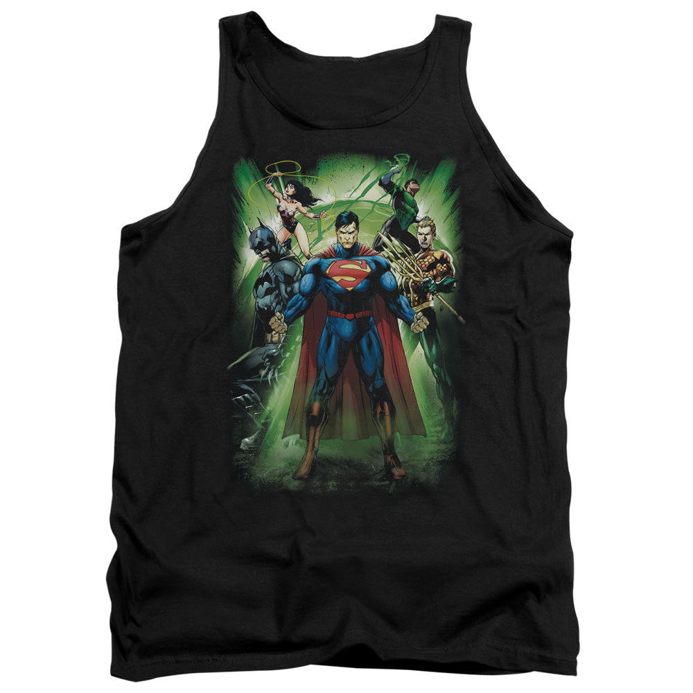 Justice League Power Burst Mens Tank Top Shirt Black Officially Licensed