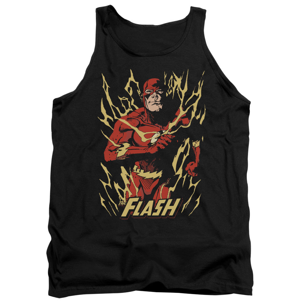 Justice League Flash Flare Mens Tank Top Shirt Black Officially Licensed