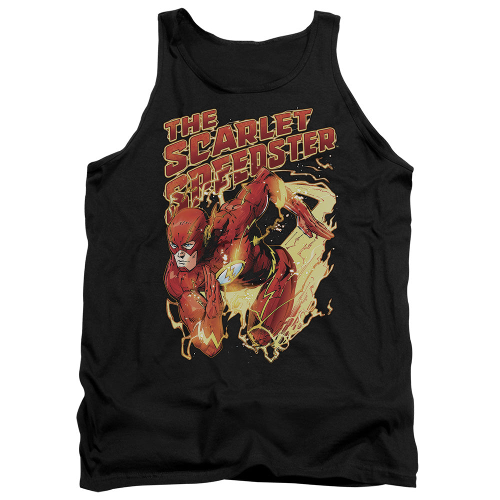 Justice League Scarlet Speedster Mens Tank Top Shirt Black Officially Licensed