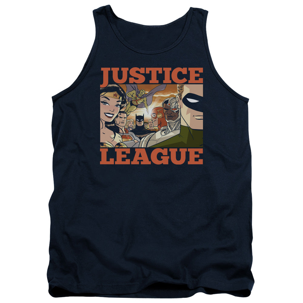 Justice League New Dawn Group Mens Tank Top Shirt Navy Officially Licensed