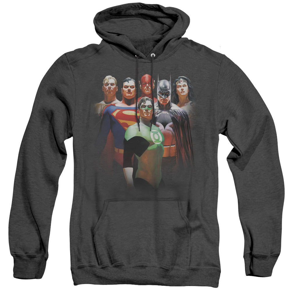 Justice League Of America Roll Call Heather Mens Hoodie Black Officially Licensed