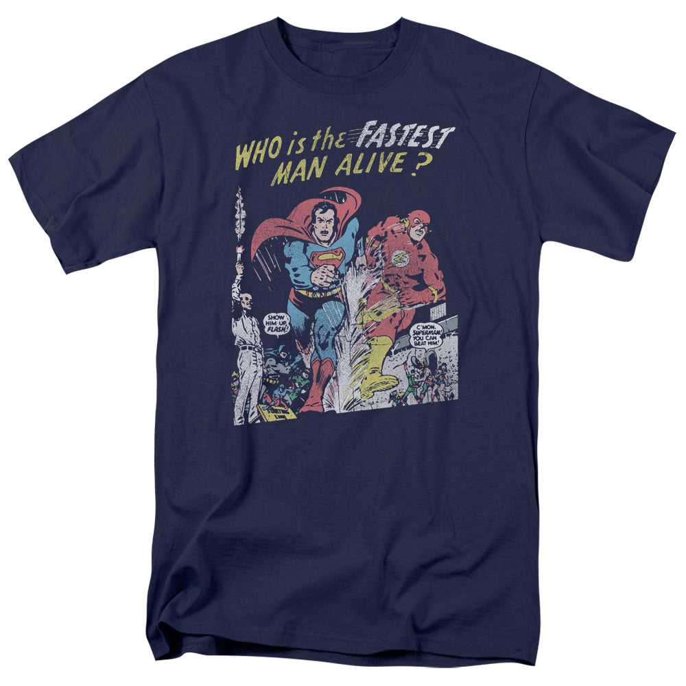 Justice League Of America Fastest Man Mens T Shirt Navy