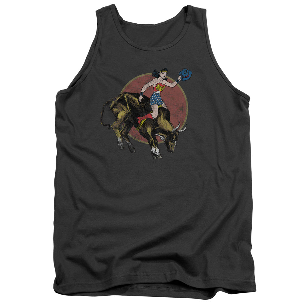 Justice League Bull Rider Mens Tank Top Shirt Charcoal Officially Licensed