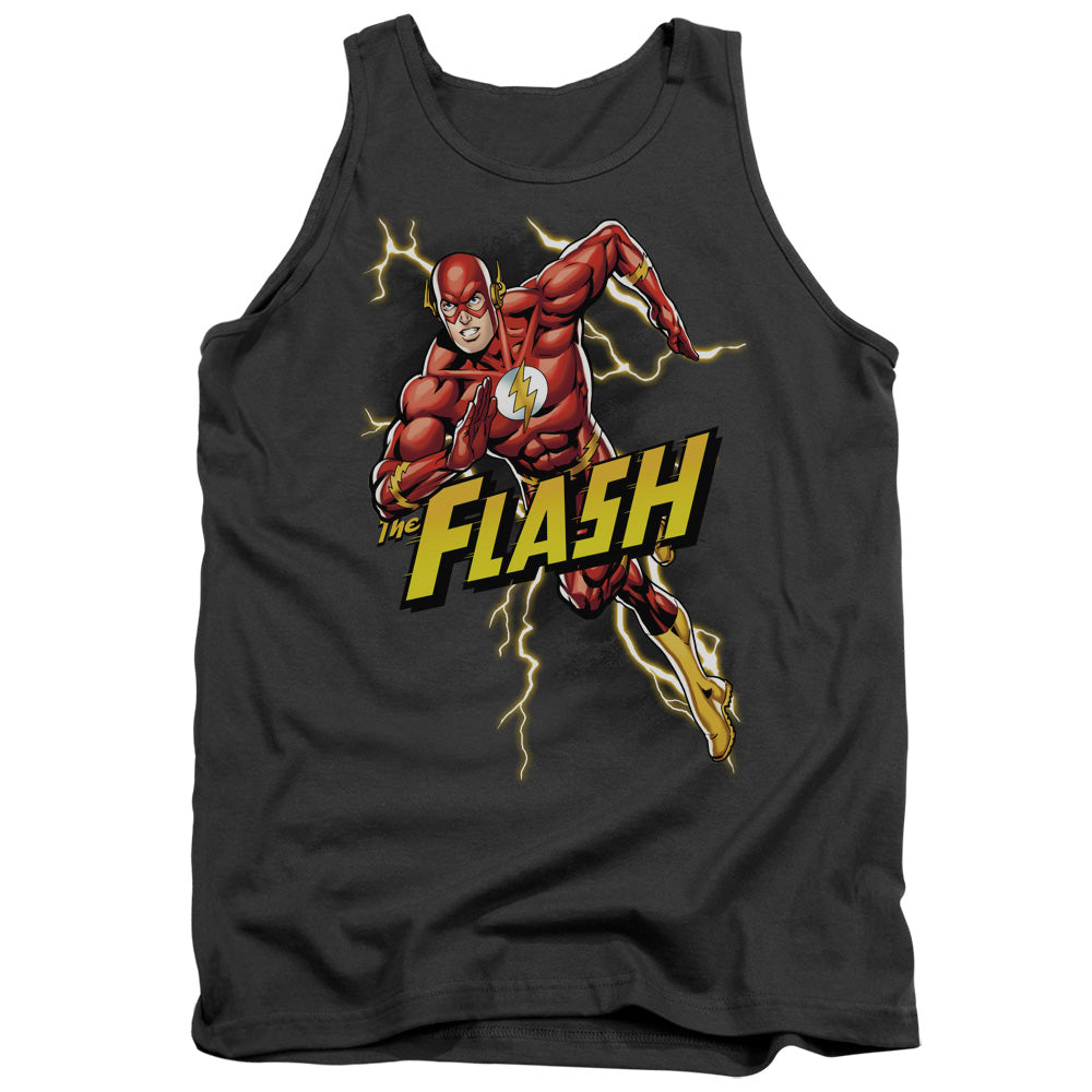 Justice League Bolt Run Mens Tank Top Shirt Charcoal Officially Licensed