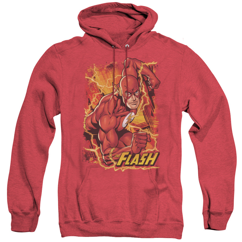 Justice League Of America Flash Lightning Heather Mens Hoodie Red Officially Licensed