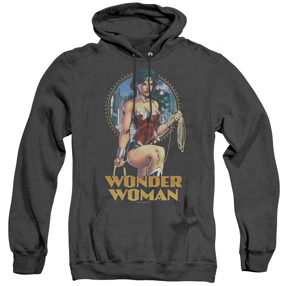 Justice League Of America City Warrior Heather Mens Hoodie Black Officially Licensed