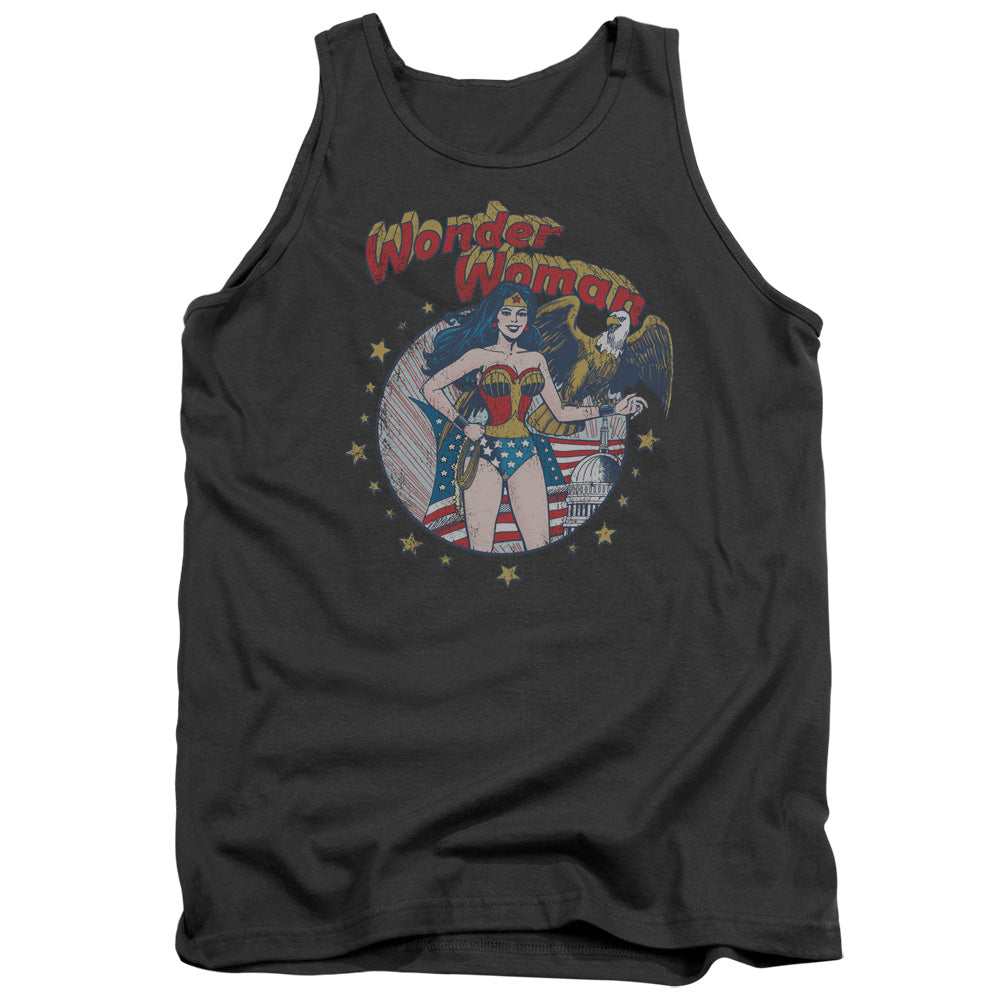 Justice League Assemble At Your Service Mens Tank Top Shirt Charcoal Officially Licensed