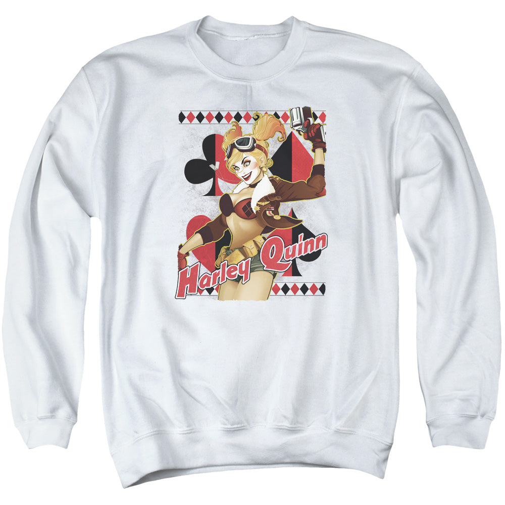 Justice League Of America Harley Bombshetll Mens Crewneck Sweatshirt White Officially Licensed