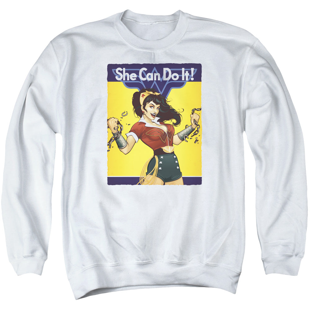 Justice League Of America Wonder Bombshell Mens Crewneck Sweatshirt White Officially Licensed