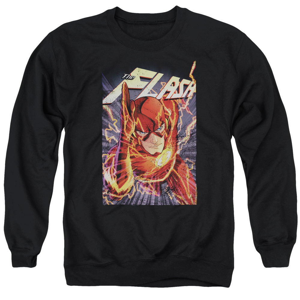 Justice League Of America Flash One Mens Crewneck Sweatshirt Black Officially Licensed