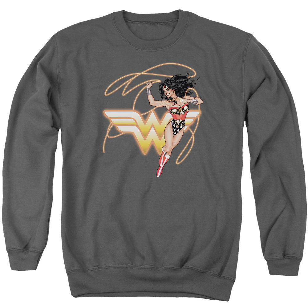 Justice League Of America Glowing Lasso Mens Crewneck Sweatshirt Charcoal Officially Licensed