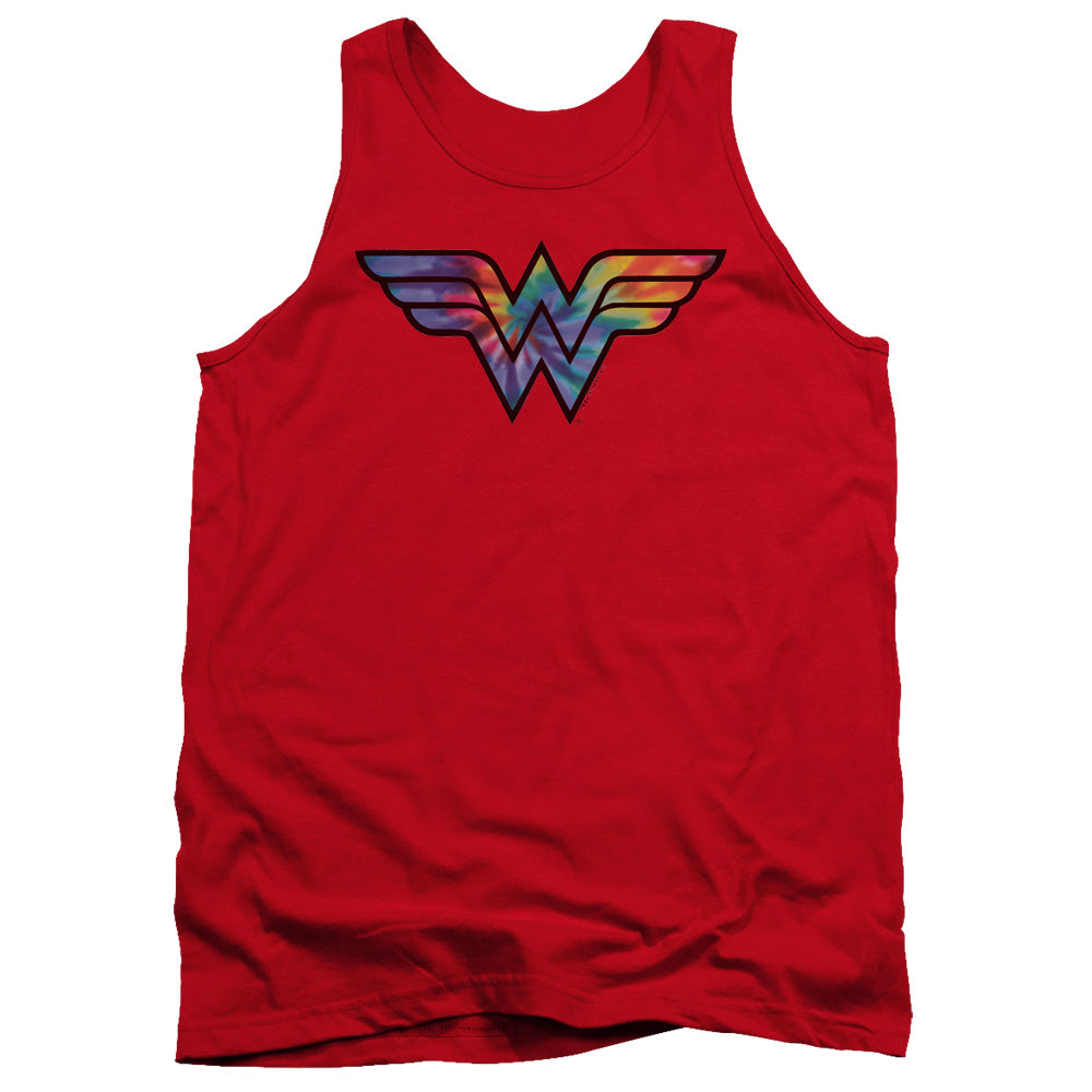 Dc Wonder Woman Wonder Woman Tie Dye Logo Mens Tank Top Shirt Red Officially Licensed