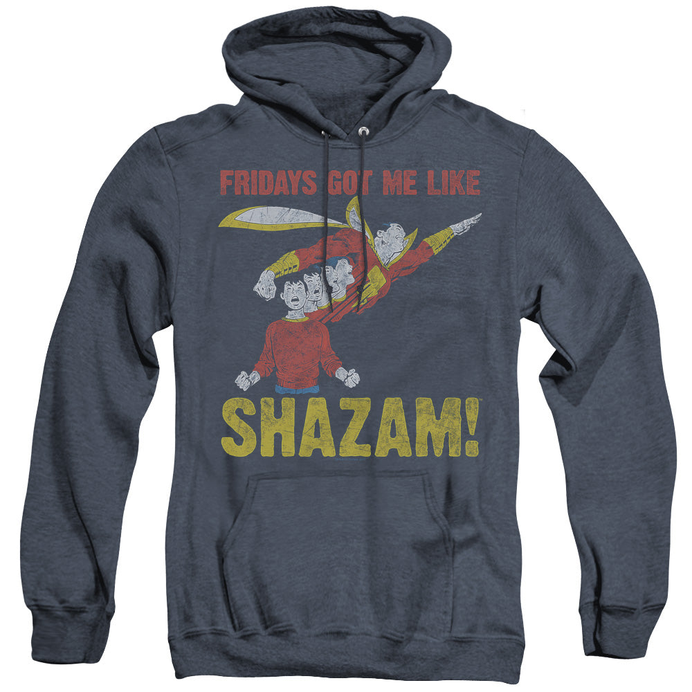 Justice League Of America Fridays Got Me Like Heather Mens Hoodie Navy Officially Licensed