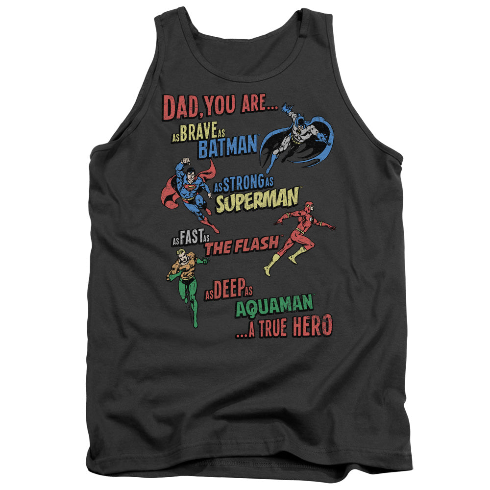 Justice League Assemble Dad Hero Mens Tank Top Shirt Charcoal Officially Licensed