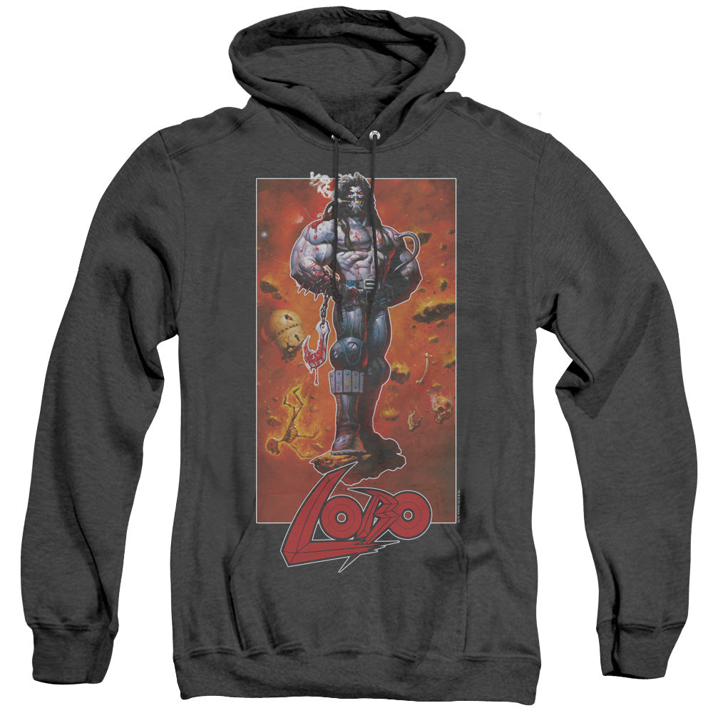 Justice League Of America Lobo Pose Heather Mens Hoodie Black Officially Licensed