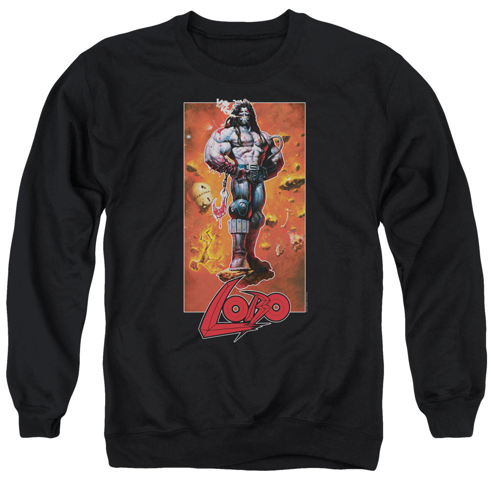 Justice League Of America Lobo Pose Mens Crewneck Sweatshirt Black Officially Licensed