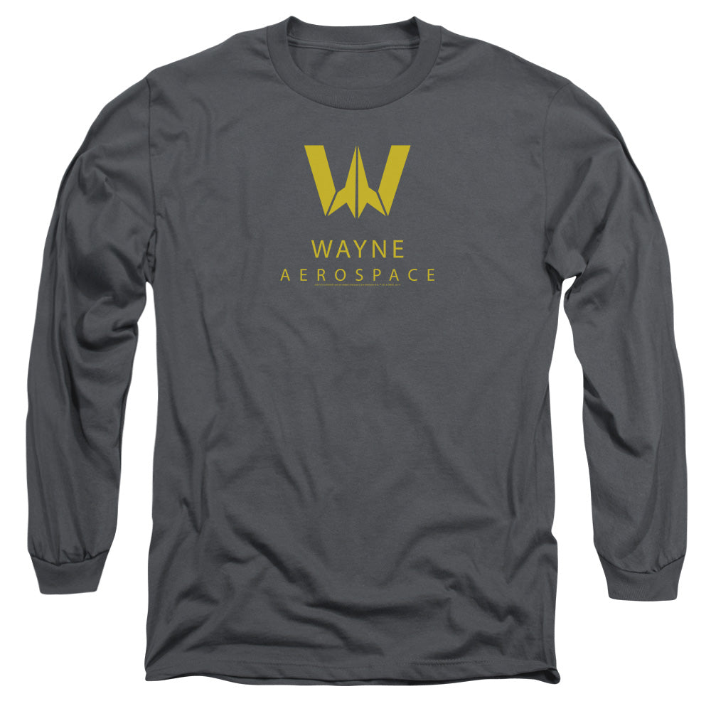 Justice League Movie Wayne Aerospace Mens Long Sleeve Shirt Charcoal Officially Licensed
